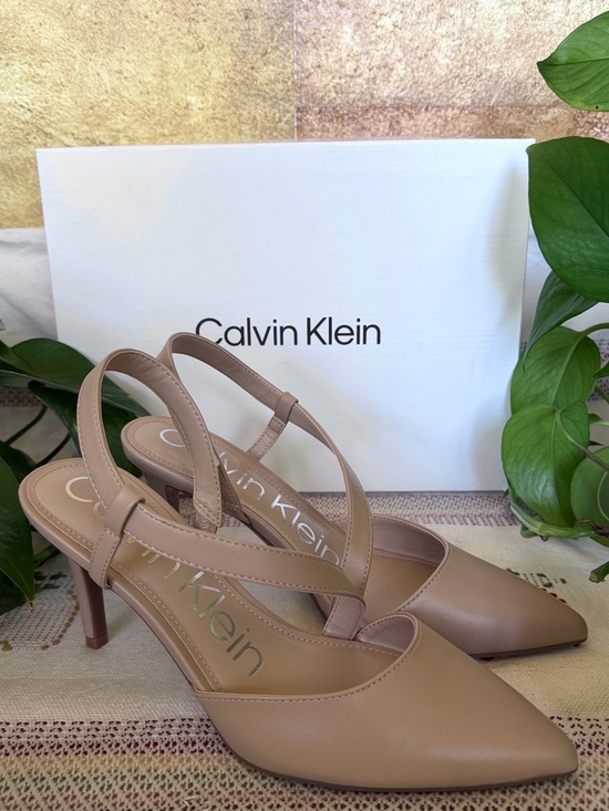 Calvin Klein Shoes - NEW Calvin Klein Nude Faux Leather Slingback Strap Pointy-Toe Pump Heels Size 7M
